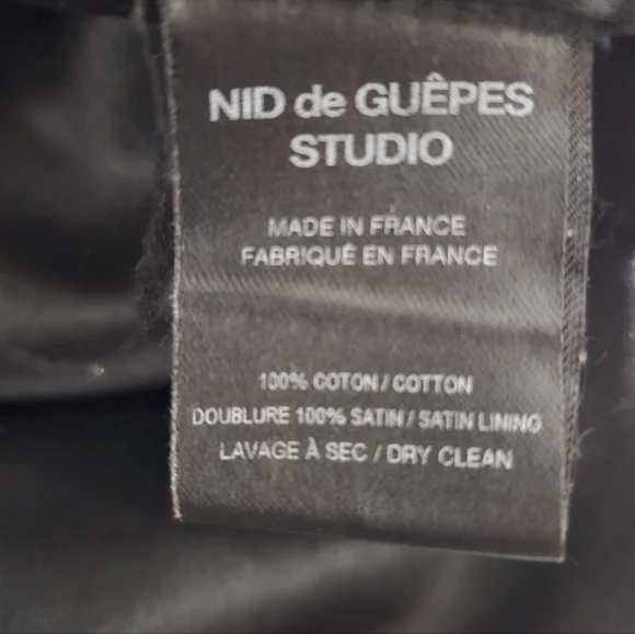 Nid de Guêpes Studio Black Bomber Jacket Made in France Size L